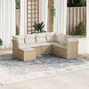 vidaXL Salon de jardin avec coussins 7 pcs beige r&eacute;sine tress&eacute;e