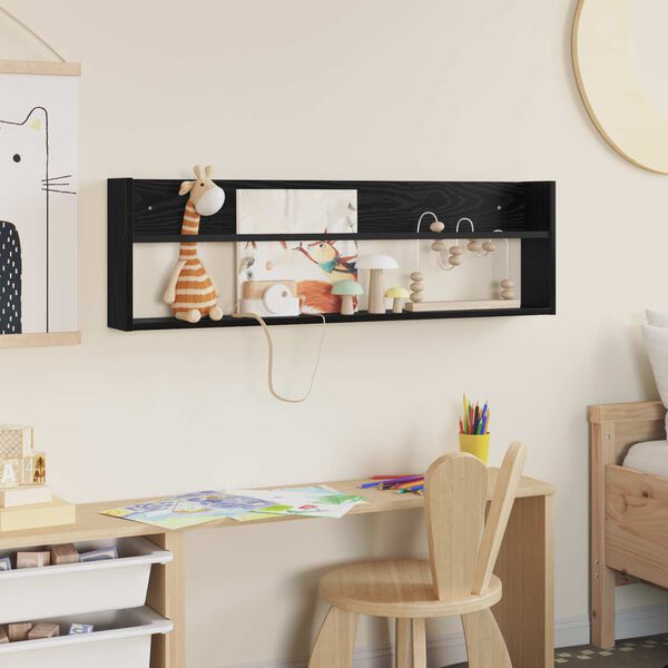 vidaXL &Eacute;tag&egrave;re &agrave; magazines avec &eacute;tag&egrave;re Ch&ecirc;ne noir 100 x 12 x 30 cm