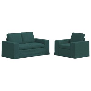 vidaXL Ensemble de Canap&eacute;s 2 pc Vert fonc&eacute; tissu