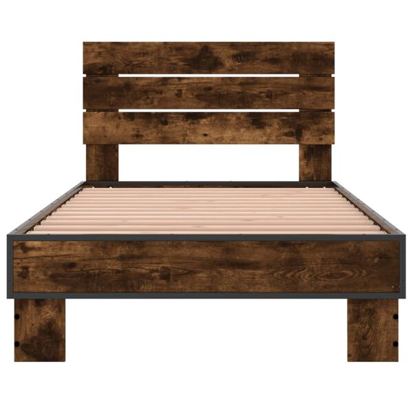 vidaXL Cadre de lit sans matelas ch&ecirc;ne fum&eacute; 75x190 cm