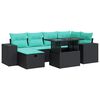 vidaXL Salon de jardin avec coussins 7 pcs gris r&eacute;sine tress&eacute;e acacia