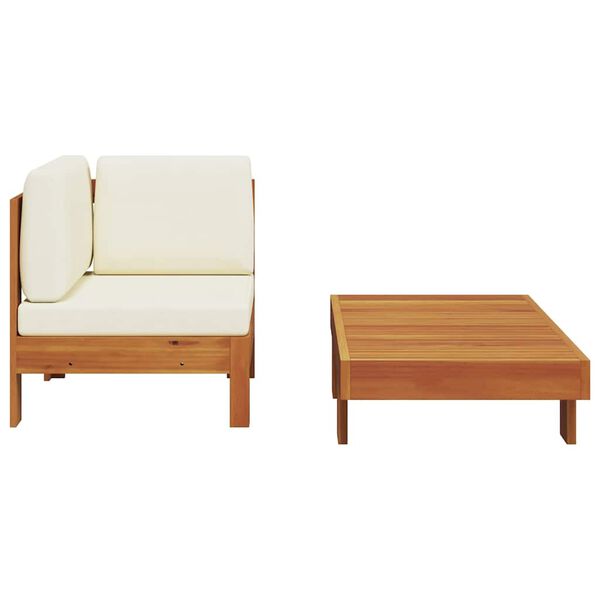 vidaXL Salon de jardin 2 pcs avec coussins blanc cr&egrave;me Bois d'acacia