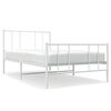 vidaXL Cadre de lit m&eacute;tal sans matelas avec pied de lit blanc 90x200cm