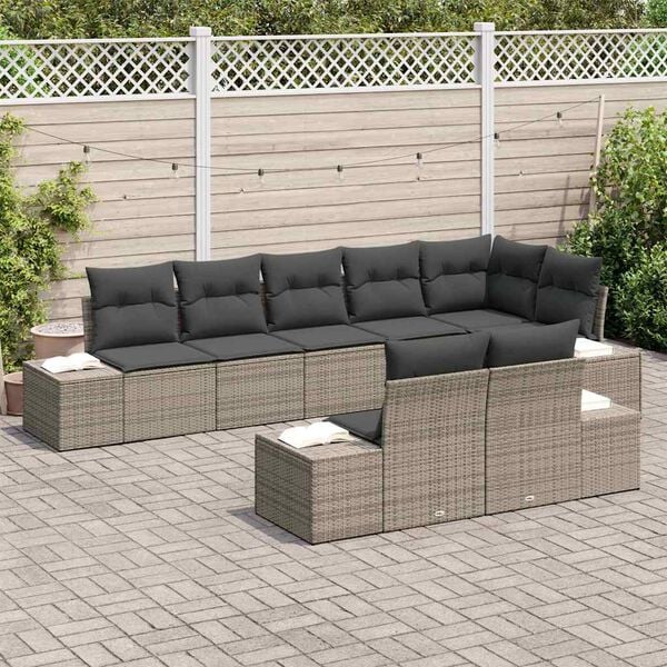 vidaXL Ensemble de canap&eacute; de jardin 8 pcs Gris Poly rotin