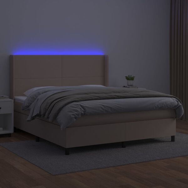 vidaXL Sommier à lattes de lit matelas LED Cappuccino 180x200 cm