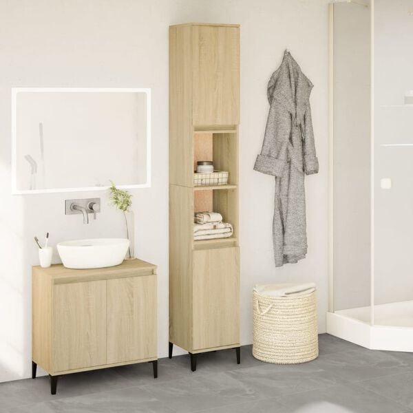 vidaXL Armoire salle de bain ch&ecirc;ne sonoma 30x30x190 cm