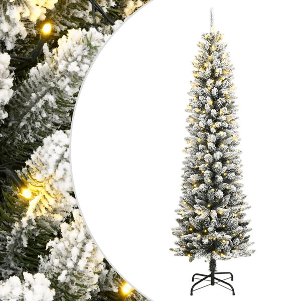 vidaXL Sapin de Noël artificiel 300 LED et neige floquée 210 cm
