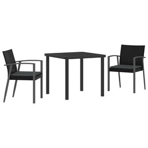 vidaXL Ensemble de salle &agrave; manger pour jardin 3 pcs Noir et gris