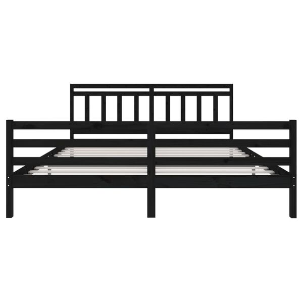 vidaXL Cadre de lit sans matelas noir bois massif 200x200 cm
