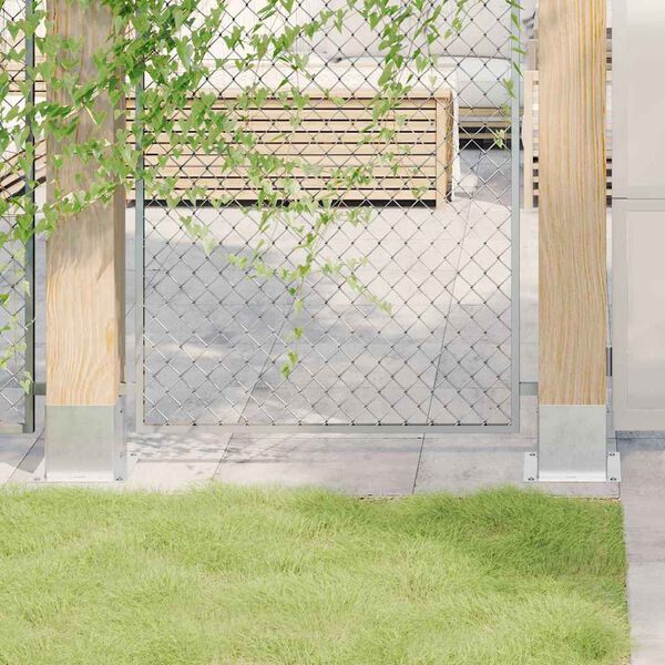 vidaXL Bases de poteau carrées 4 pcs argent 141x141 mm acier galvanisé