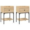 vidaXL Tables de chevet 2pcs ch&ecirc;ne sonoma 40,5x31x60cm bois ing&eacute;nierie