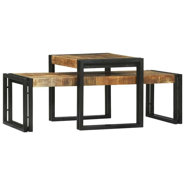 vidaXL Table basse 2 pcs Marron bois de manguier massif