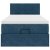 vidaXL Cadre de lit ottoman avec matelas bleu fonc&eacute; 100x200 cm velours