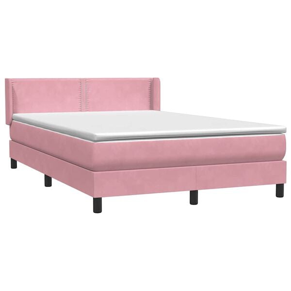 vidaXL Sommier &agrave; lattes de lit avec matelas rose 160x210 cm velours