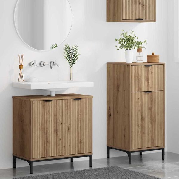 vidaXL Ensemble de mobilier de salle de bain 2 pcs Ch&ecirc;ne artisanal