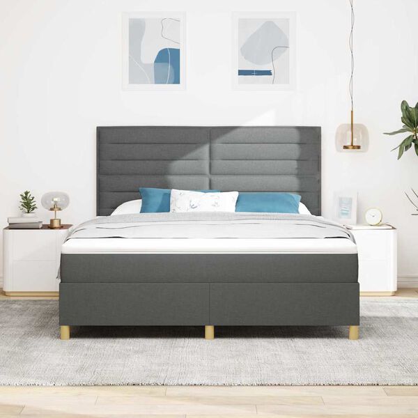 vidaXL Lit &agrave; ressorts avec matelas Gris fonc&eacute; 180 x 200 cm tissu