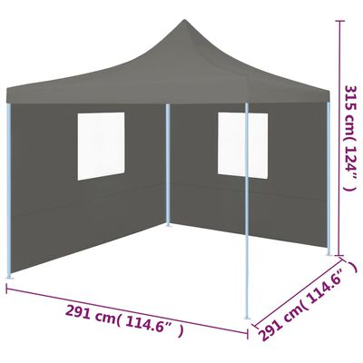 vidaXL Tente de réception escamotable avec 2 parois 3x3 m Anthracite
