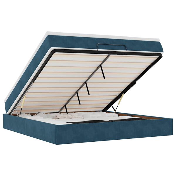 VidaXL Cadre de lit ottoman avec matelas bleu fonc&eacute; 180x200 cm velours