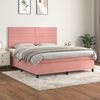 vidaXL Sommier &agrave; lattes de lit avec matelas Rose 160x200 cm Velours
