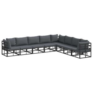 vidaXL Ensemble de canap&eacute; de jardin 8 pc Noir Aluminium