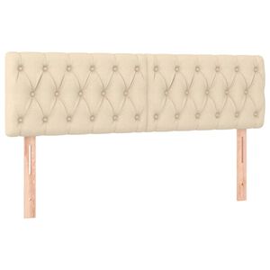 vidaXL T&ecirc;tes de lit Cr&egrave;me 144x7x78/88 cm Tissu