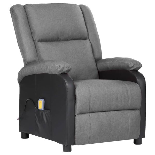 vidaXL Fauteuil de massage Gris clair Similicuir et tissu