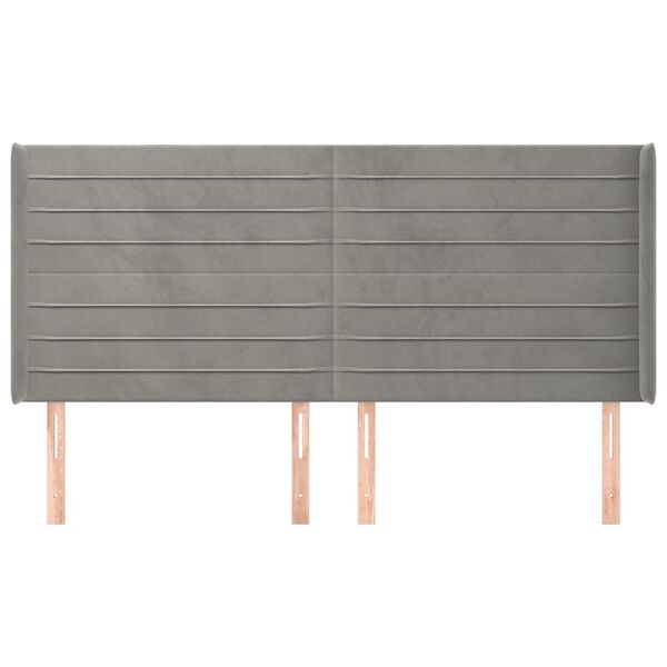 vidaXL T&ecirc;te de lit avec oreilles Gris clair 203x16x118/128 cm Velours