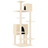 vidaXL Arbre &agrave; chat avec griffoirs en sisal Cr&egrave;me 154 cm