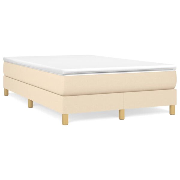 vidaXL Sommier &agrave; lattes de lit avec matelas cr&egrave;me 120x190 cm tissu