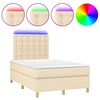 vidaXL Sommier &agrave; lattes de lit matelas et LED cr&egrave;me 120x190 cm tissu