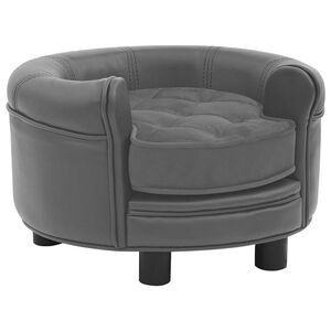 vidaXL Canap&eacute; pour chien Gris 48x48x32 cm Peluche et similicuir