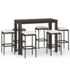 vidaXL Ensemble de bar de jardin 7 pcs coussins R&eacute;sine tress&eacute;e Marron