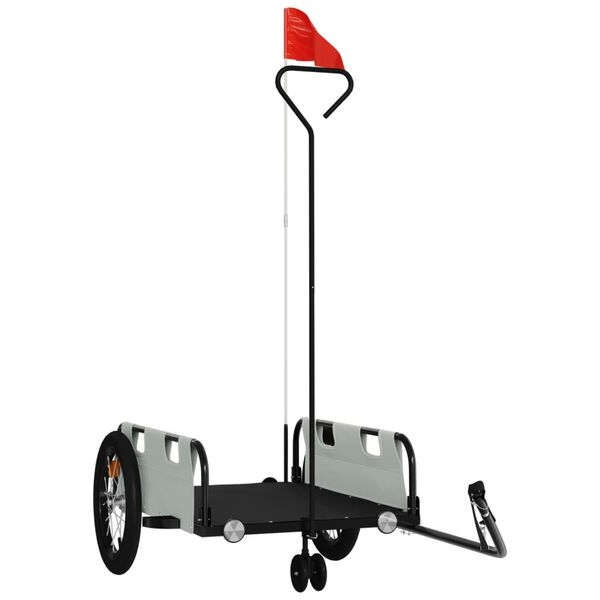 vidaXL Remorque de v&eacute;lo gris tissu oxford et fer