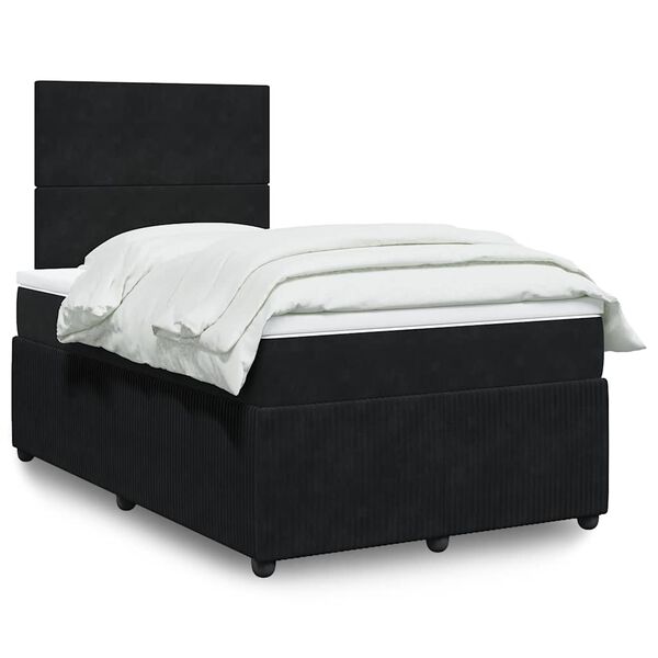 vidaXL Sommier &agrave; lattes de lit avec matelas Noir 120x200 cm Velours