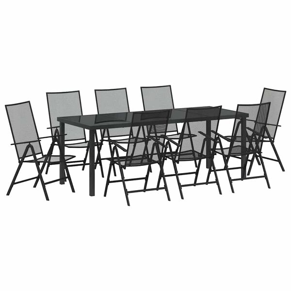 vidaXL Ensemble de salle à manger pour jardin 9 pcs Anthracite