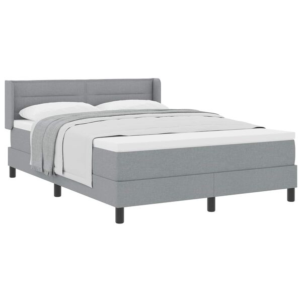 vidaXL Lit &agrave; ressorts avec matelas Gris clair 200 x 160 cm Polyester