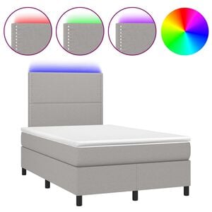 vidaXL Sommier &agrave; lattes de lit et matelas et LED Gris clair 120x200 cm