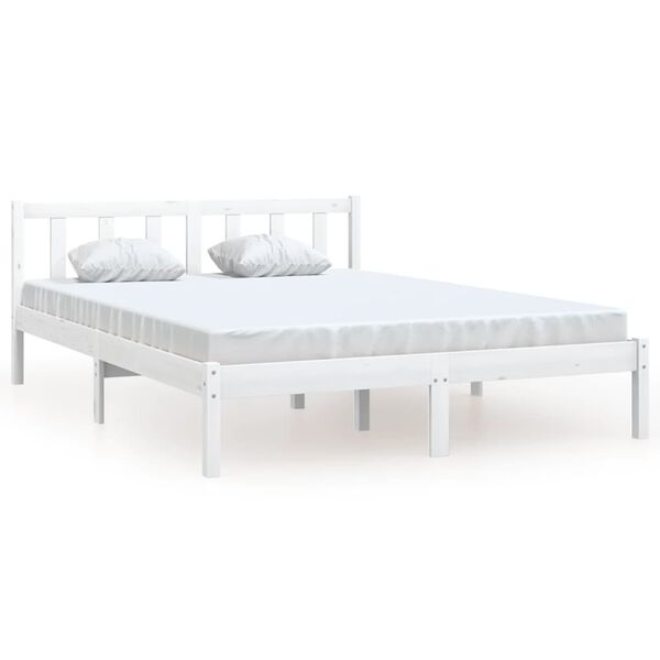 vidaXL Cadre de lit sans matelas blanc bois massif