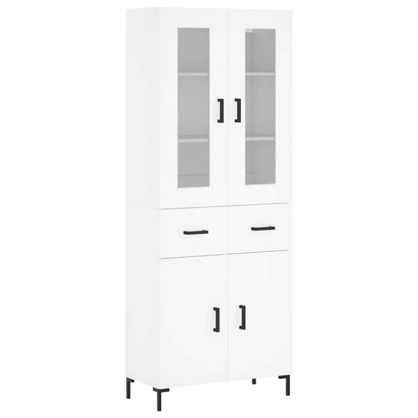 vidaXL Buffet haut Blanc 69,5x34x180 cm Bois d'ing&eacute;nierie