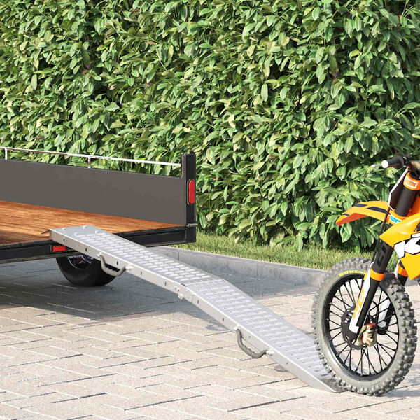 vidaXL Rampe Pliable 200kg par rampe Argent&eacute; 186 x 23 x 4,5 cm