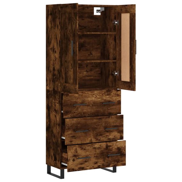 vidaXL Buffet haut Ch&ecirc;ne fum&eacute; 69,5x34x180 cm Bois d'ing&eacute;nierie