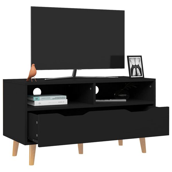 vidaXL Meuble TV noir 90x40x48,5 cm bois d'ingénierie