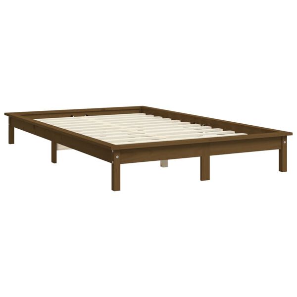 vidaXL Cadre de lit sans matelas marron miel 120x200 cm bois massif