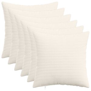 vidaXL Housse de coussin 6 pcs HEERLEN Cr&egrave;me 30 x 30 cm velours c&ocirc;tel&eacute;
