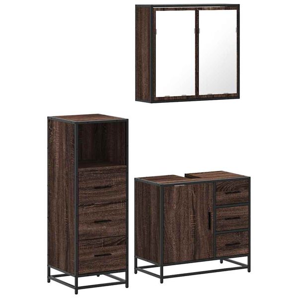 vidaXL Ensemble de meubles de salle de bain 3 pcs Ch&ecirc;ne marron