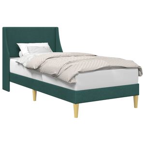 vidaXL Cadre de lit avec t&ecirc;te de lit Vert fonc&eacute; 90 x 200 cm tissu