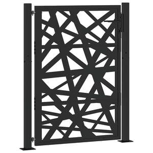 vidaXL Portail de jardin noir 100x125 cm en acier l&eacute;ger