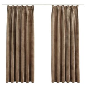 vidaXL Rideaux occultants avec crochets 2 pcs Velours Beige 140x175 cm