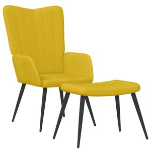 vidaXL Chaise de relaxation avec tabouret Jaune moutarde Velours