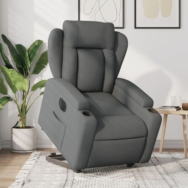 vidaXL Fauteuil inclinable &eacute;lectrique gris fonc&eacute; tissu